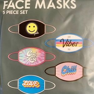 Colorful set of 5 Face Masks Unisex, NWT, New